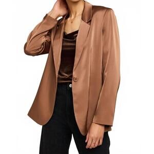 NEW GENTLE FAWN dione satin blazer in chestnut brown